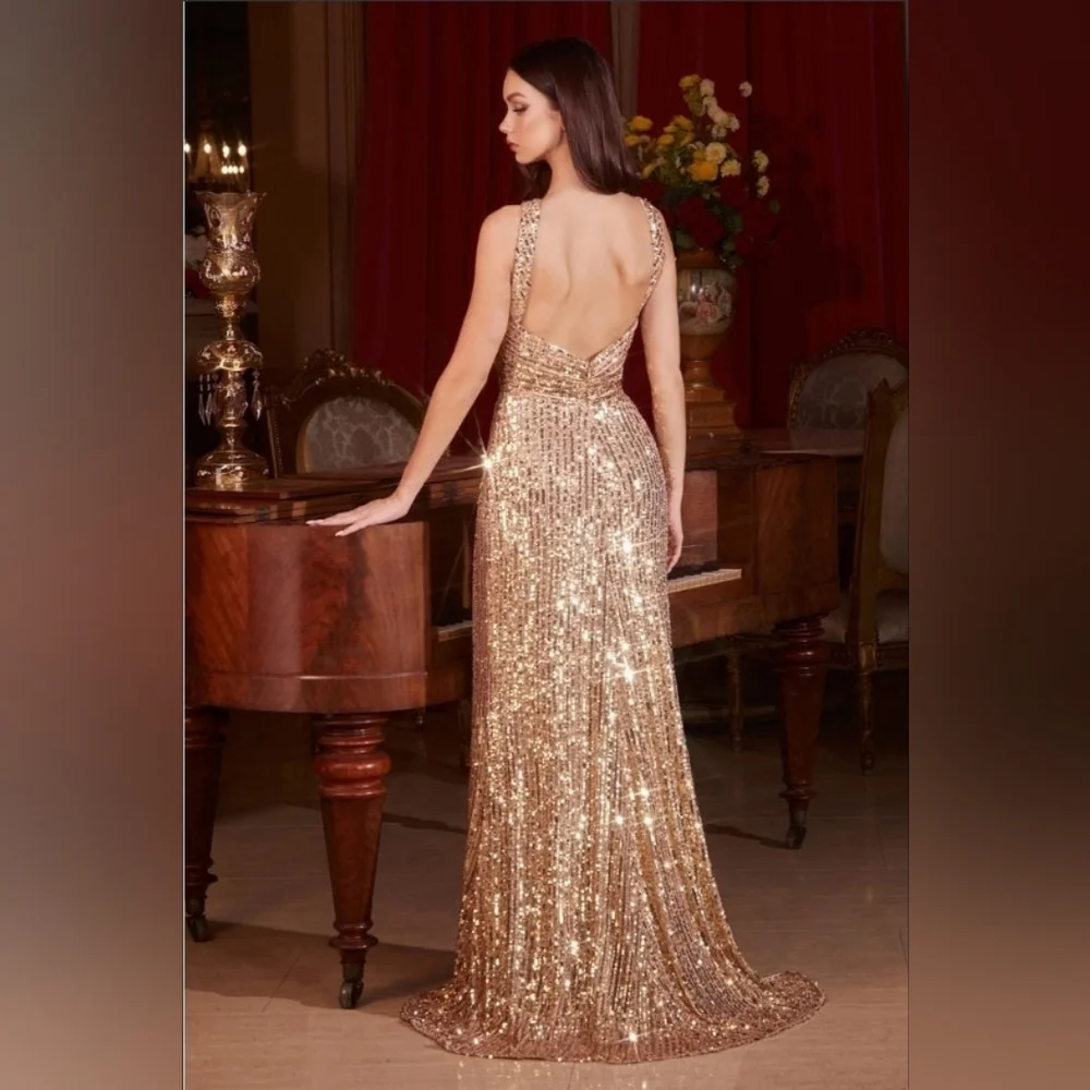 Halter Sequin Fitted Gown - Picture 4 of 4